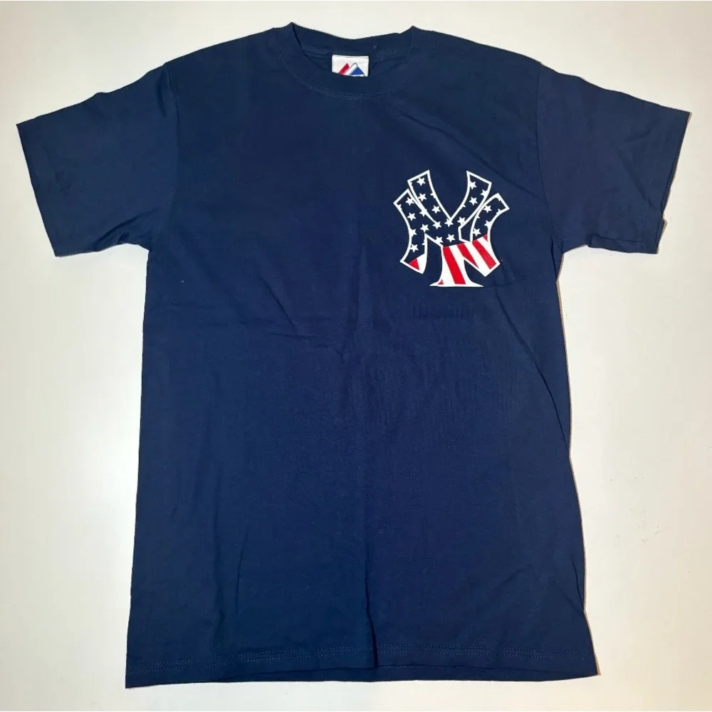 Vintage Derek Jeter Majestic Yankees T-Shirt | Blue | Small